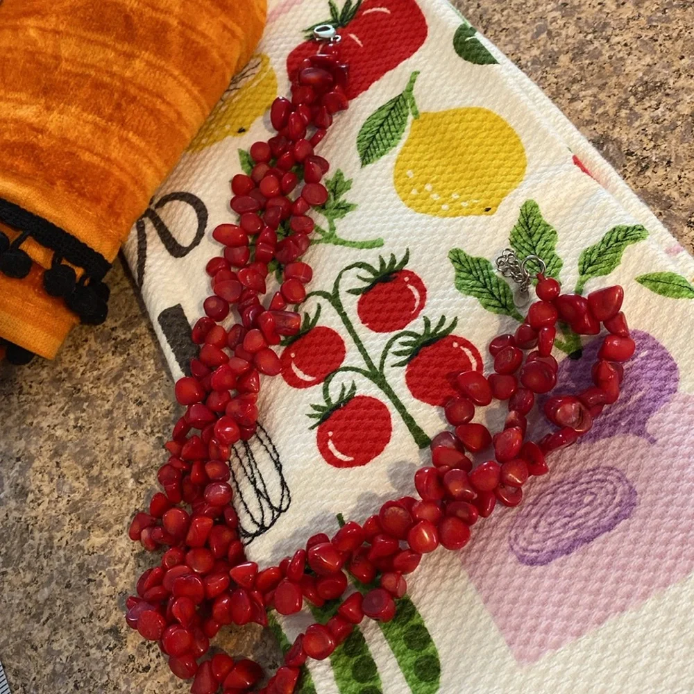 Multi Strand Chunky Red Dyed Coral and Sterling Silver Necklace 925 LUC - Picture 10 of 11